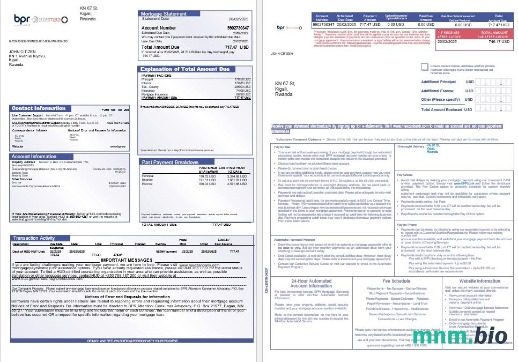 Rwanda BPR Bank wyciąg z kredytu hipotecznego w formatach Word i PDF 1-2